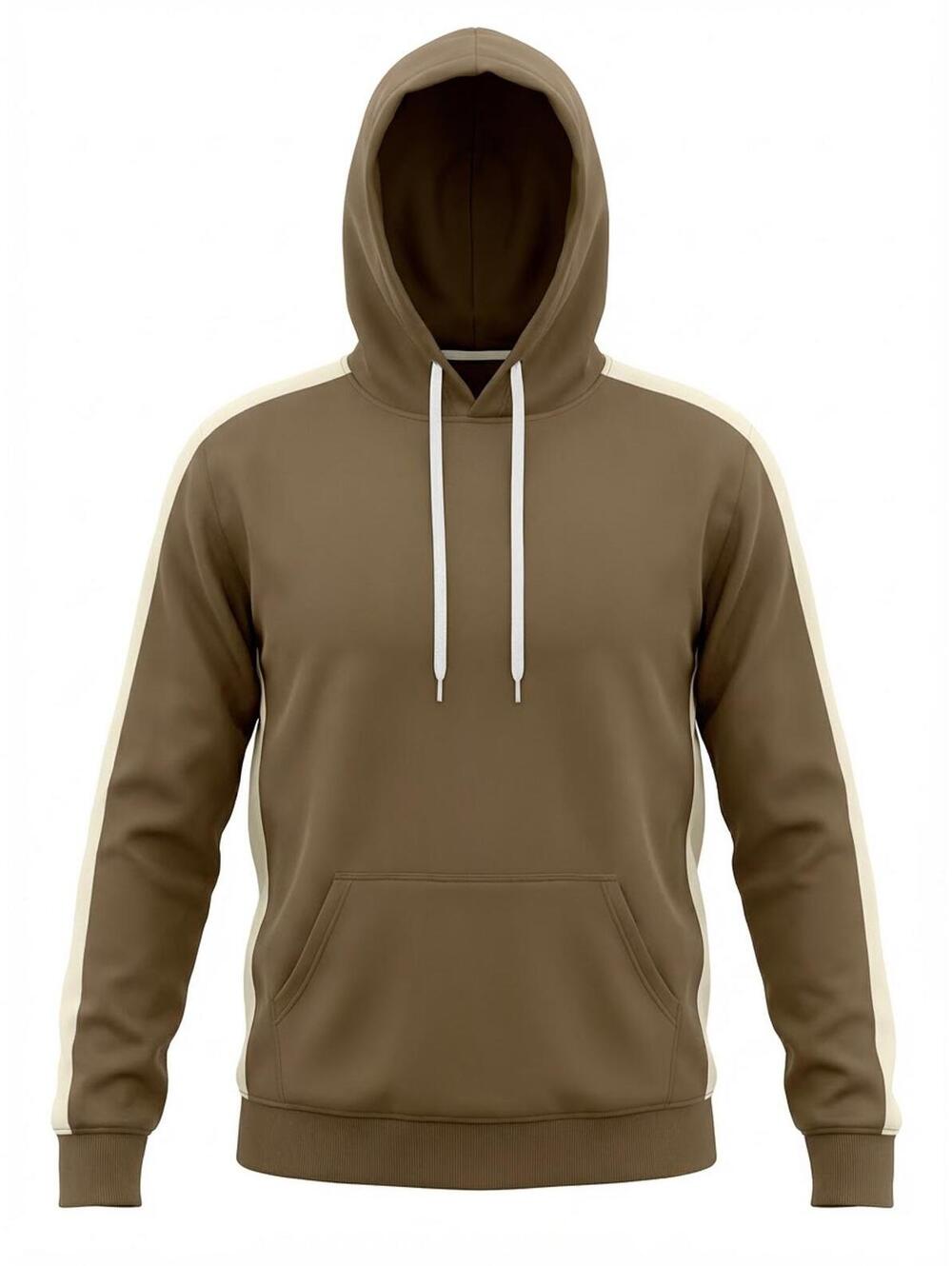 Brown Hoodie with Cream Shoulder Stripes